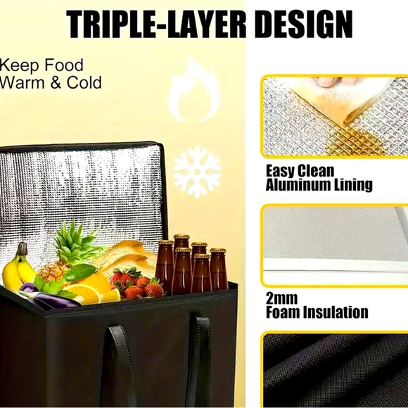 New - Large Multi-Use Insulated Tote Bag - Durable and Lightweight - Picture 2 of 7